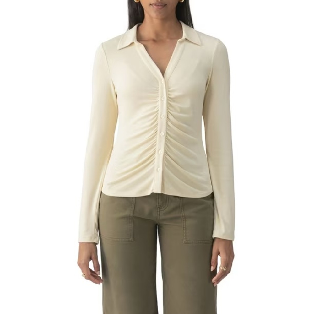 NWT Social Standard by Sanctuary Women's Ruched Button-Up Top